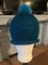 Rolled Brim Sparkly Blue Knit Hat with Faux Fur Pompom product 1